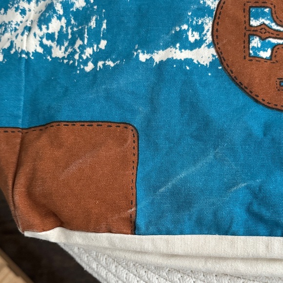 Tory Burch Cream and Blue Cloth Tote - Picture 3 of 6